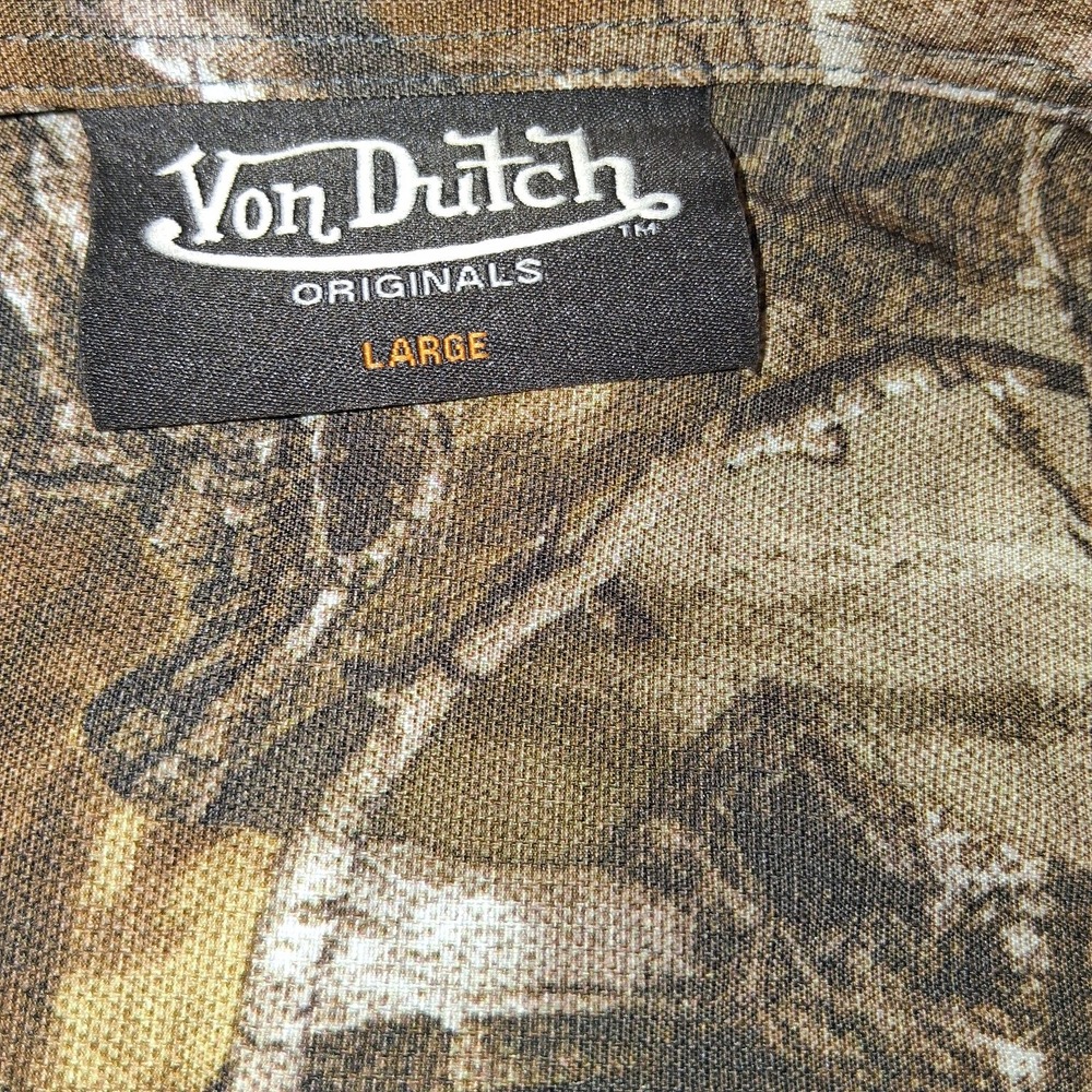 Von Dutch Originals Men's Camo Button Up Shirt Long Sleeve Large Hunting Top